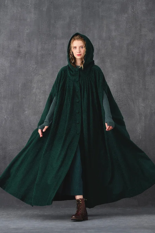 hooded-wool-cloak-coat-in-olive-maxi-hooded-wool-cloak-renaissance-cloak-witch-cloak-full-circle-cape-cloak-winter-coat-linennaive