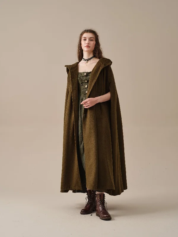 hooded-wool-cloak-coat-in-olive-maxi-hooded-wool-cloak-renaissance-cloak-witch-cloak-full-circle-cape-cloak-winter-coat-linennaive