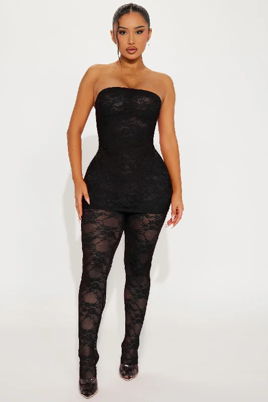 Look Out For Me Lace Jumpsuit - Black