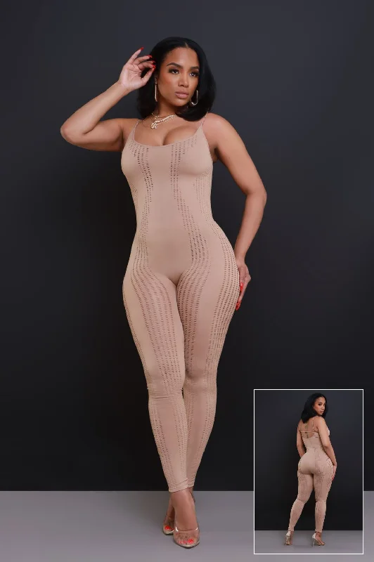 Lovesick Seamless Open Knit Jumpsuit - Mocha