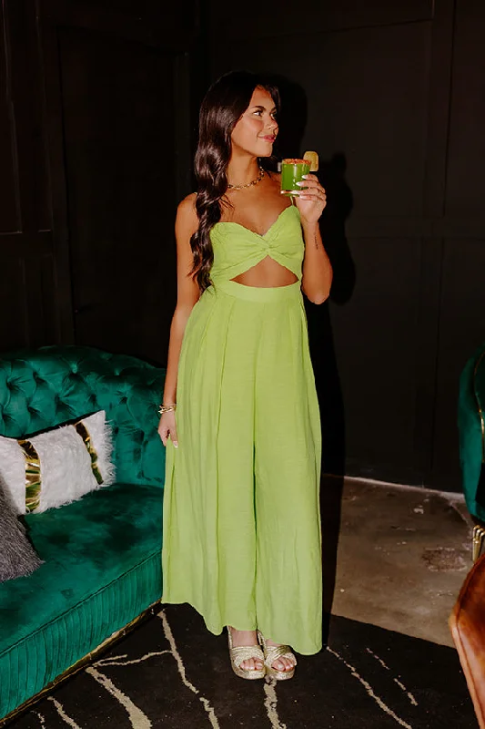 Lush & Luxe Cut Out Jumpsuit In Lime