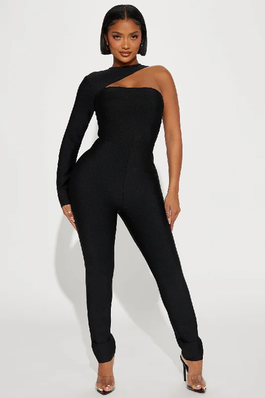 Make It Out Bandage Jumpsuit  - Black