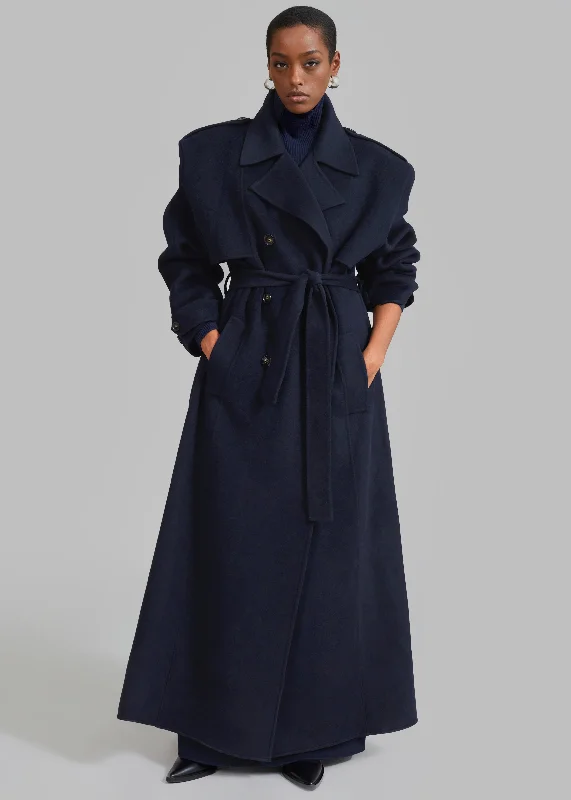 Nikola Padded Trench Coat - Navy