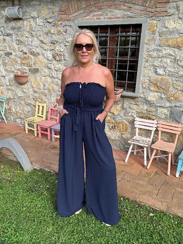 Navy Wide Leg Jumpsuit Melanie