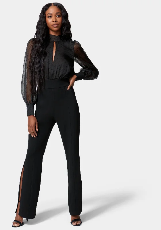 Puff Sleeve Flared Leg Jumpsuit