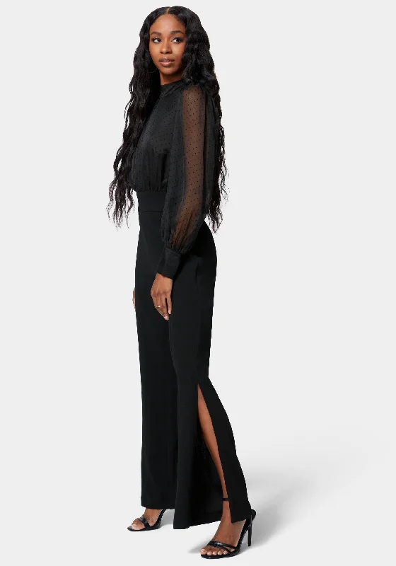 puff-sleeve-flared-leg-jumpsuit-black