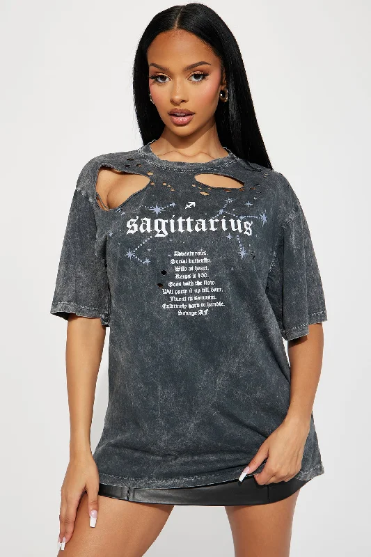 Sagittarius Distressed Tee  - Charcoal