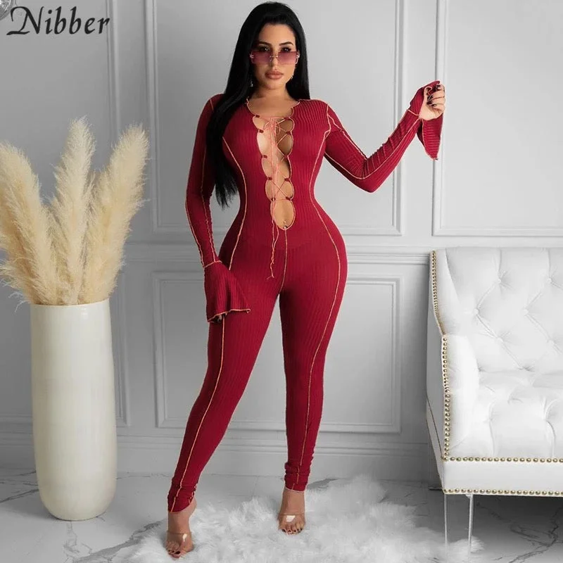 sexy-lace-up-v-neck-flared-sleeves-jumpsuits