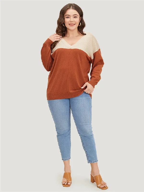 supersoft-essentials-colorblock-two-tone-patchwork-v-neck-pullover