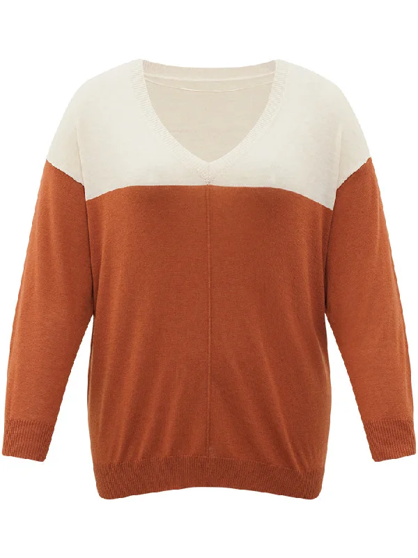 supersoft-essentials-colorblock-two-tone-patchwork-v-neck-pullover