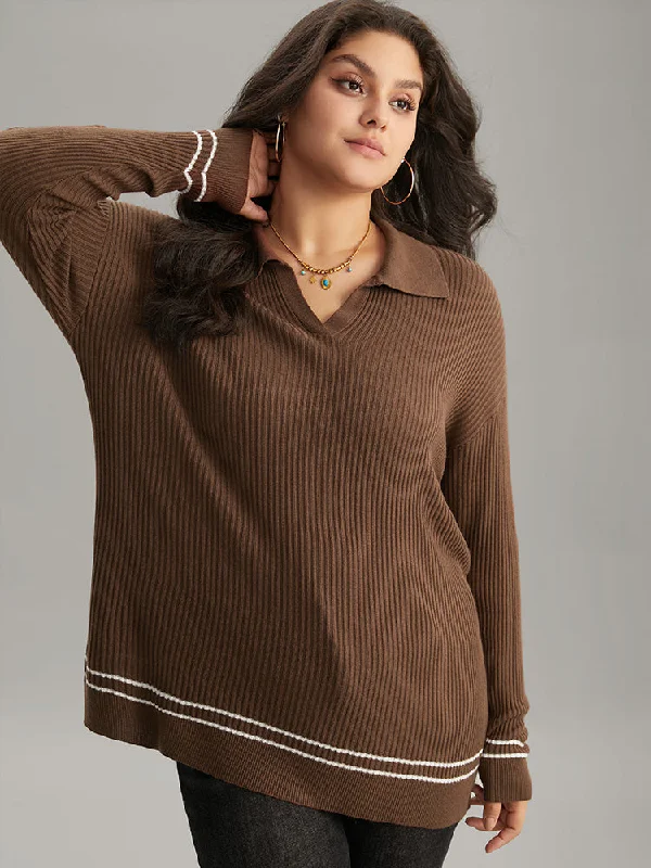 Supersoft Essentials Polo Striped Contrast Pullover