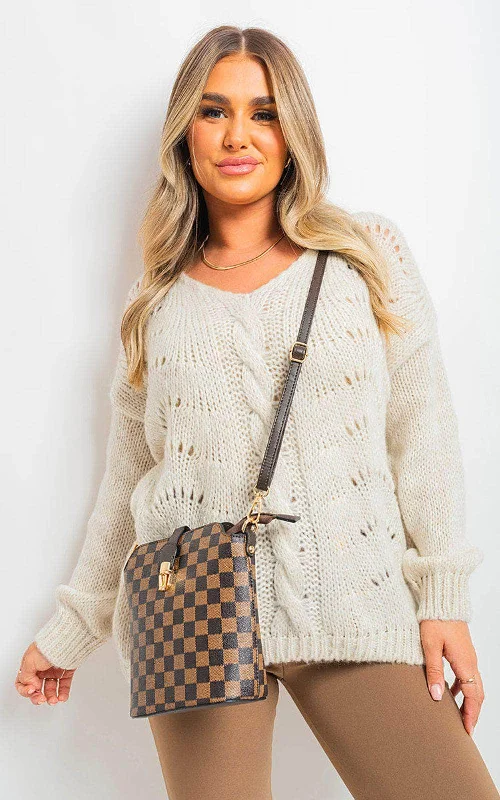 V Neck Long Sleeve Knitted Jumper