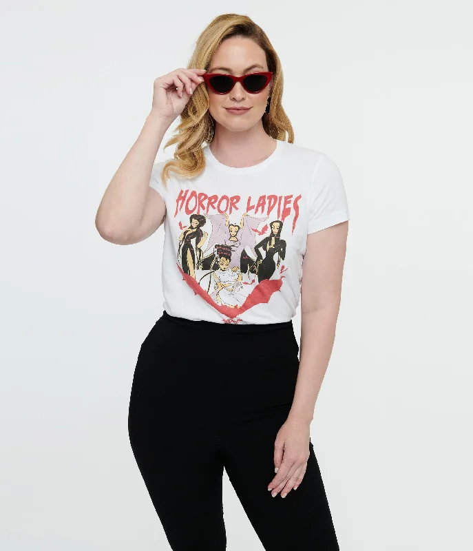 White Horror Ladies Fitted Graphic Tee